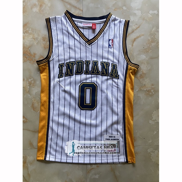 Camiseta Indiana Pacers Tyrese Haliburton NO 0 Mitchell & Ness 2020-21 Blanco